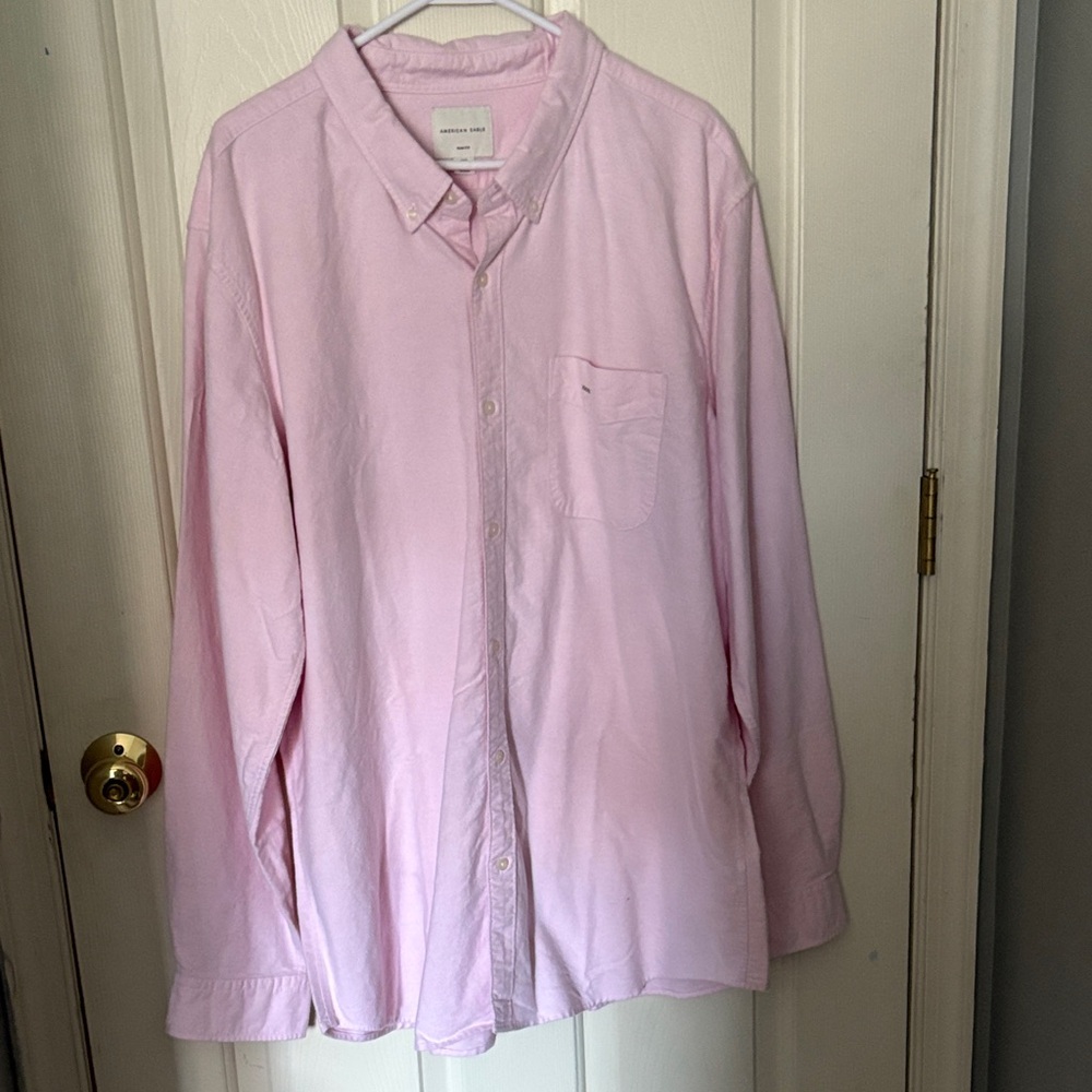 American Eagle Outfitters Pink Casual Button Down Shirt
